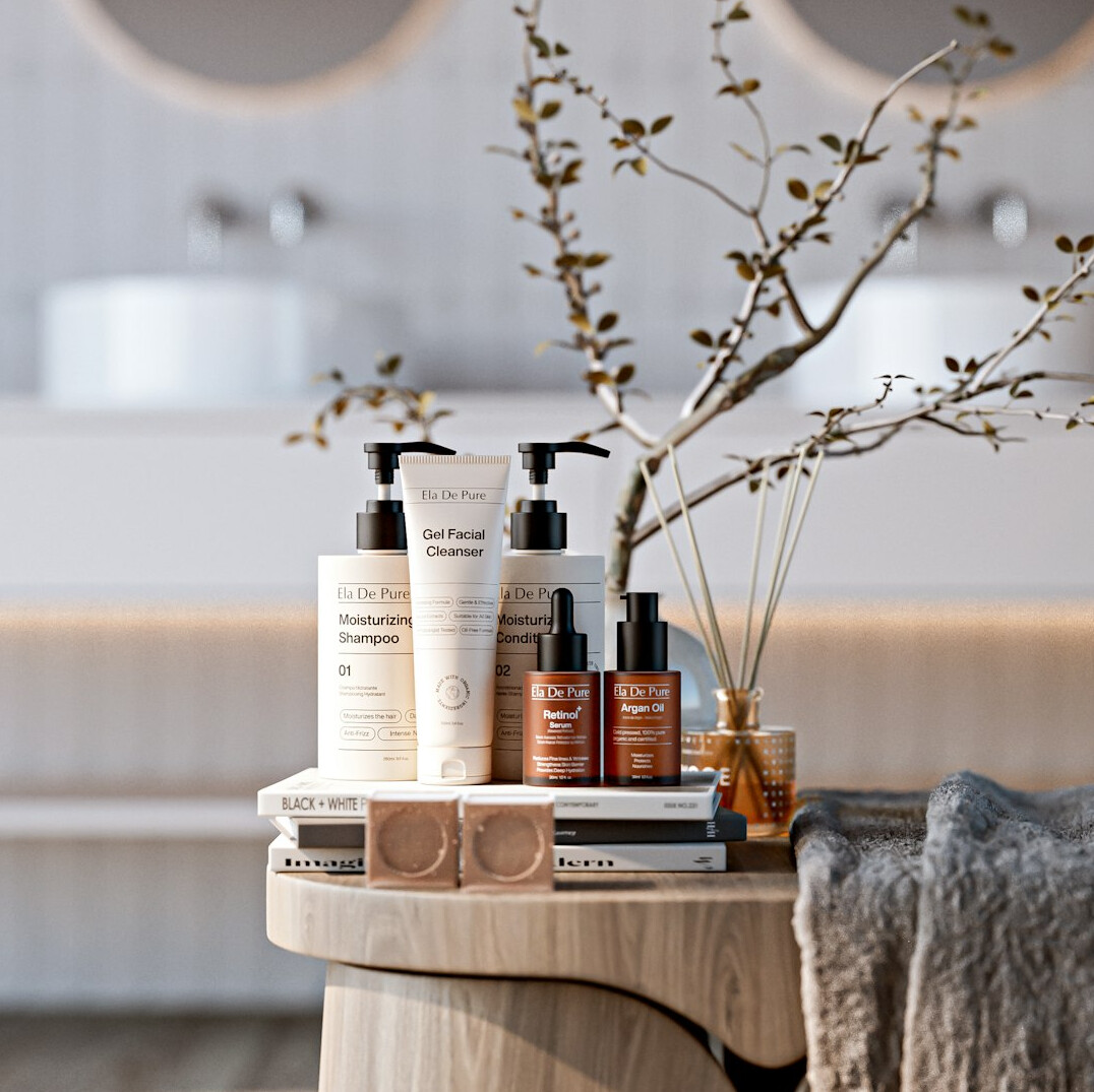 organized bathroom shelves