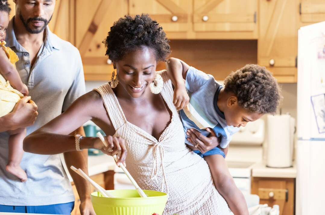 family doing laundry together