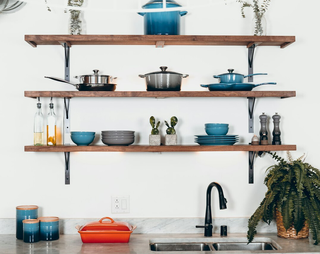 organized kitchen shelves